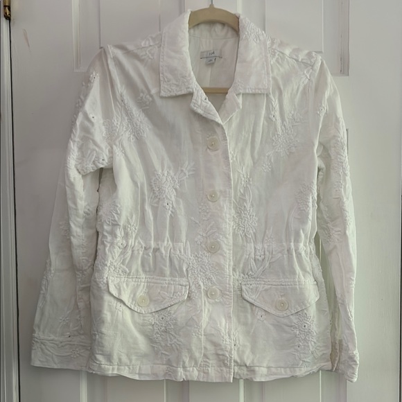 J Jill Eyelet White Blazer with Fitted Silhouette XSP XS Petite - Picture 1 of 12